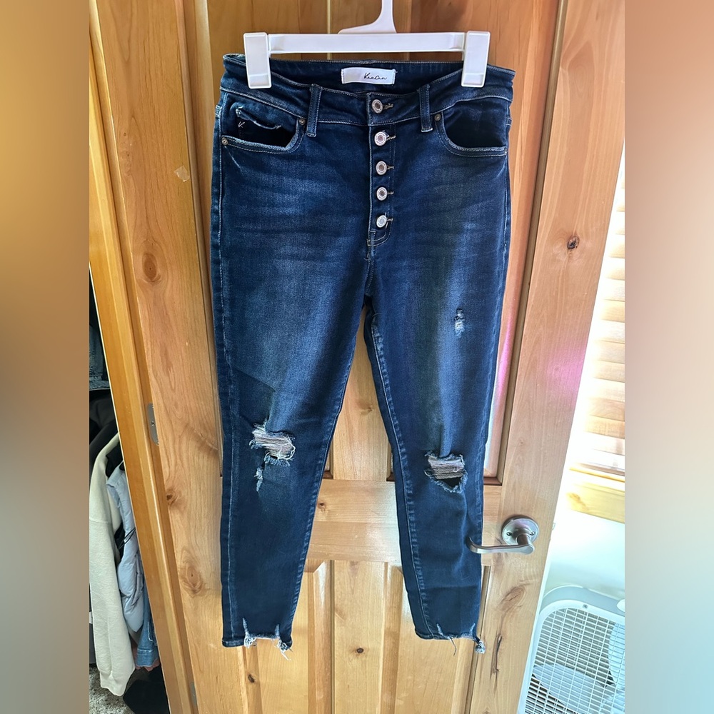 KanCan Blue Skinny Jeans with Distressed Details